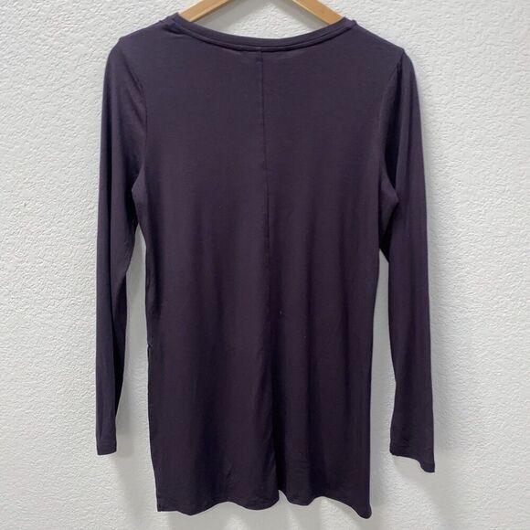 Athleta Long Sleeve Soft Split Hem Tee Shirt Medium Purple Modal Spandex - Picture 2 of 7